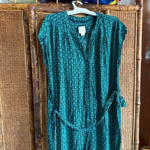 Maeve by Anthropologie Boho Teal and Navy Floral Print Jumpsuit